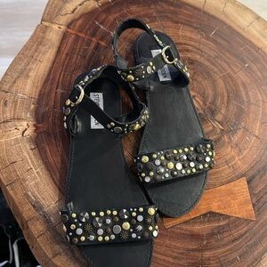 Black beaded sandals